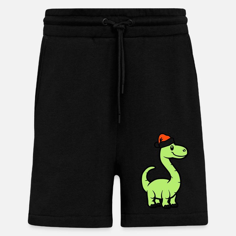 Dinosaur Brontosaurus Santa Claus - Shorts - made by SPREAD - SOLID BLACK