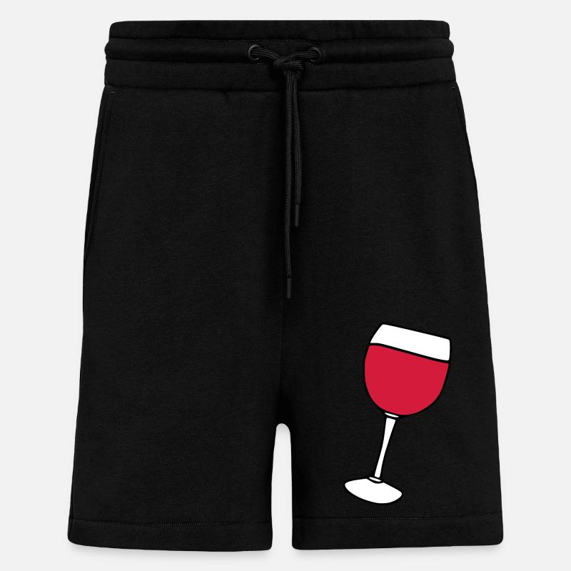 Vin rouge dans le verre - Short bio décontracté fabriqué en UE - SOLID BLACK