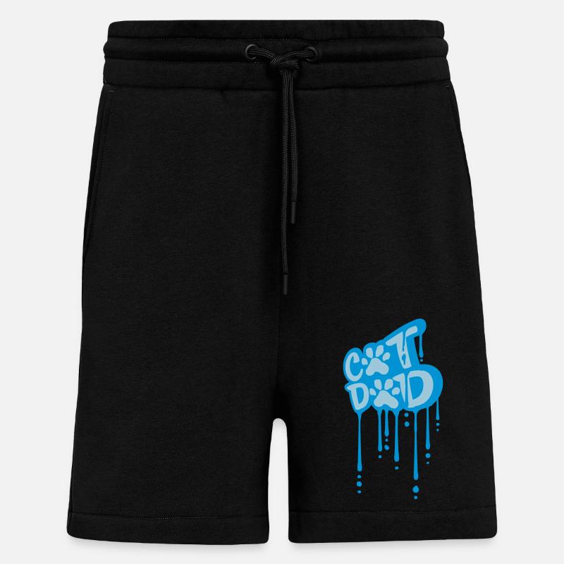 Cat Dad Graffiti Paw - Shorts - made by SPREAD - SOLID BLACK