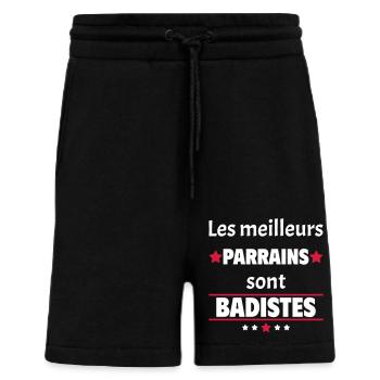 Les meilleurs parrains sont badistes, cadeau noël - Short bio décontracté fabriqué en UE - SOLID BLACK - Devant