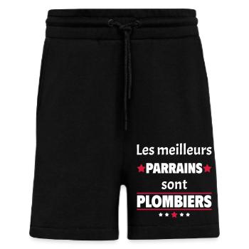 Les meilleurs parrains sont plombiers,cadeau noël - Short bio décontracté fabriqué en UE - SOLID BLACK - Devant