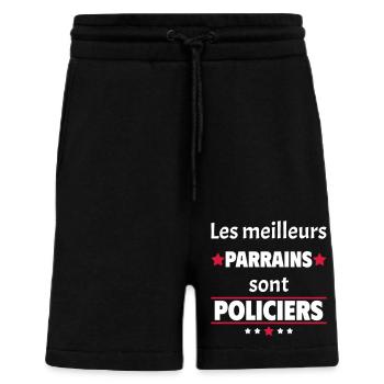 Les meilleurs parrains sont policiers, cadeau noël - Short bio décontracté fabriqué en UE - SOLID BLACK - Devant