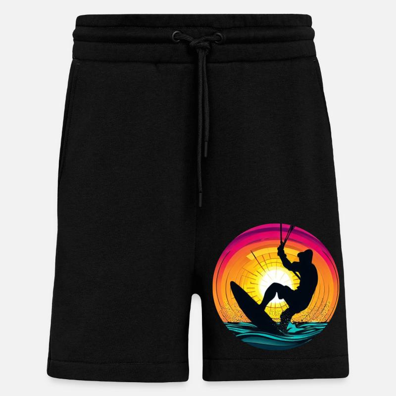 Kitesurfer Sunset Kiting - Short bio décontracté fabriqué en UE - SOLID BLACK