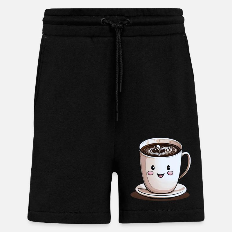 Lächelnde Tasse Kaffee - Shorts - made by SPREAD - SOLID BLACK