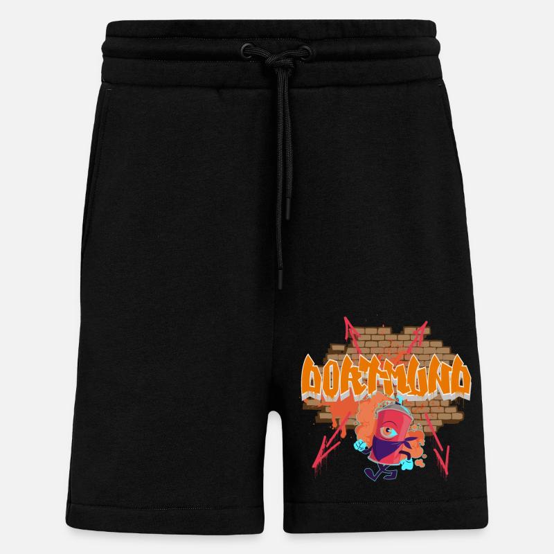 Dortmund Graffiti - Short bio décontracté fabriqué en UE - SOLID BLACK