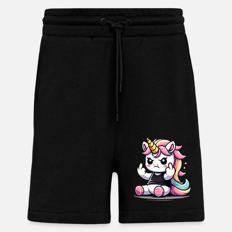 Rebellisches Einhorn flippt ab - Shorts - made by SPREAD - SOLID BLACK