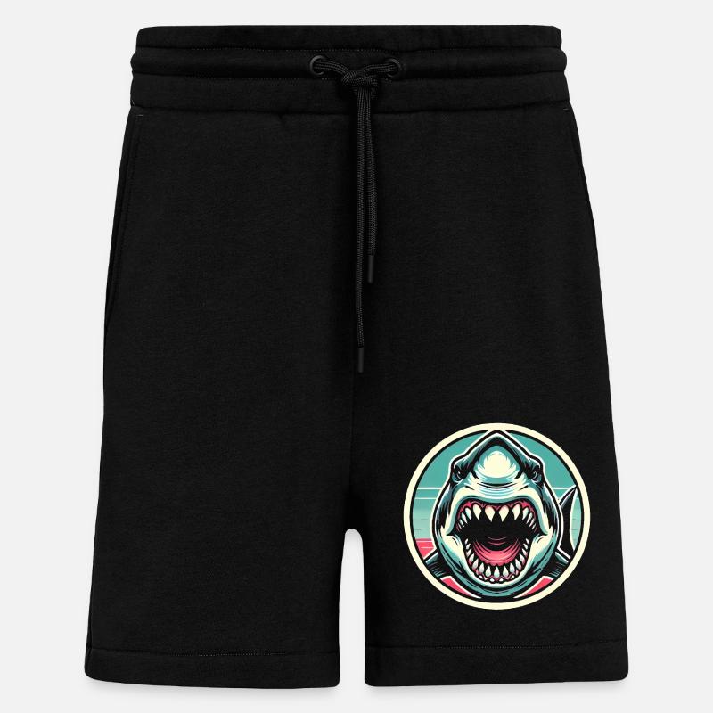 Fearsome Shark Bite Illustration - Shorts - made by SPREAD - SOLID BLACK
