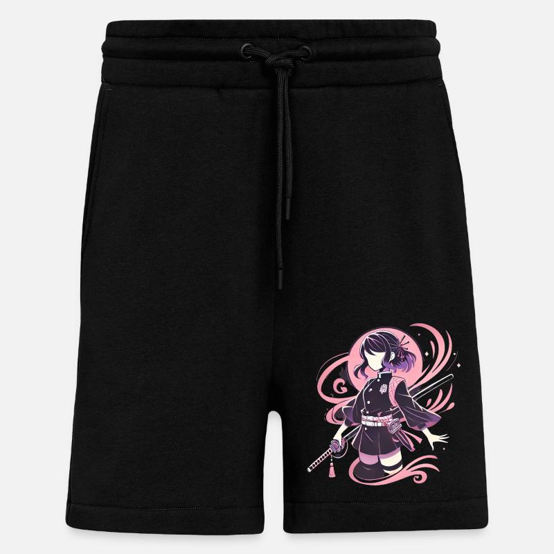 Anime Kriegerin Mädchen mit Schwert - Shorts - made by SPREAD - SOLID BLACK