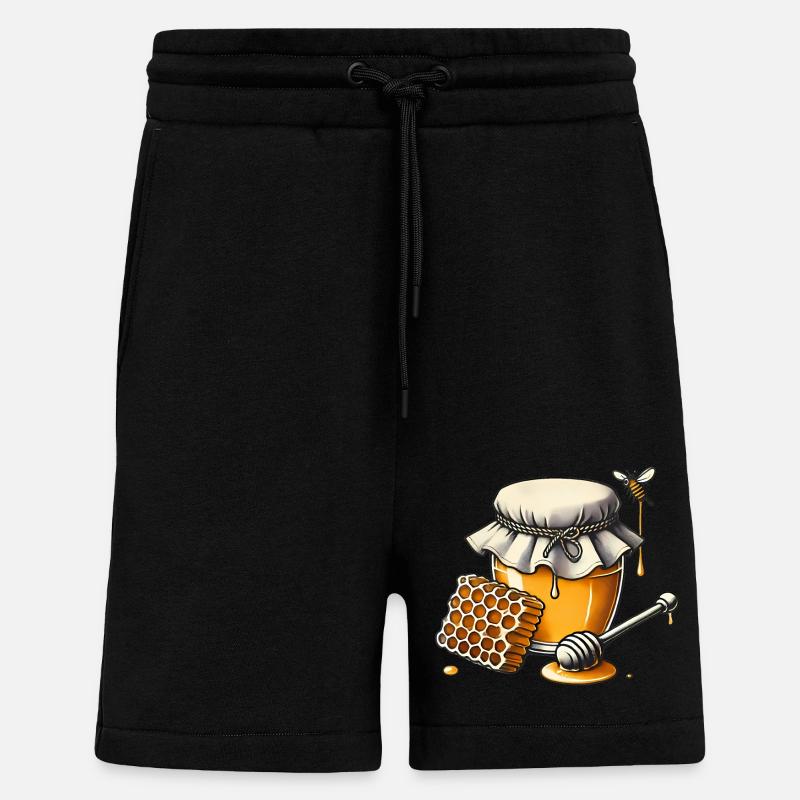 Rustikales Honigglas mit tropfender Wabe - Shorts - made by SPREAD - SOLID BLACK