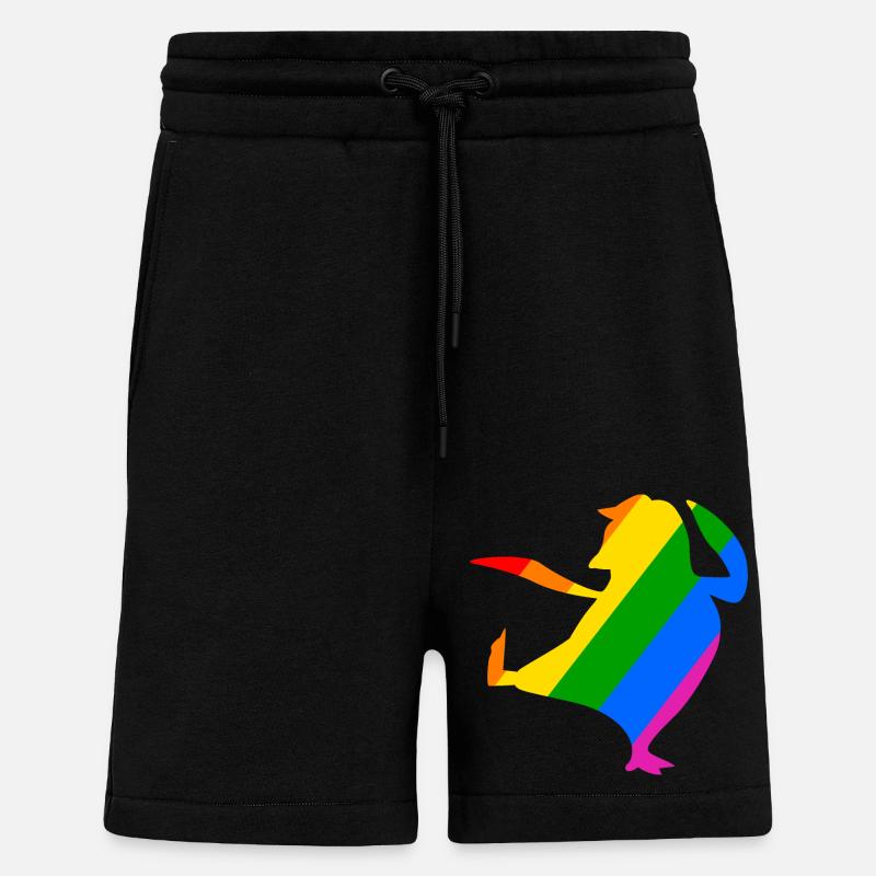 Rainbow Penguin Does Karate - Shorts - made by SPREAD - SOLID BLACK