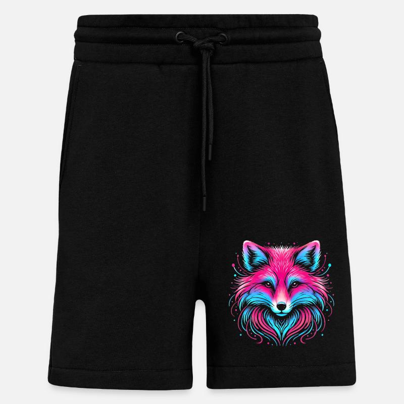 Neon Fox Glow Illustration Design - Shorts - made by SPREAD - SOLID BLACK