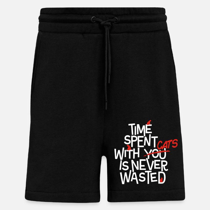 Time Spent With Cat - Shorts - made by SPREAD - SOLID BLACK