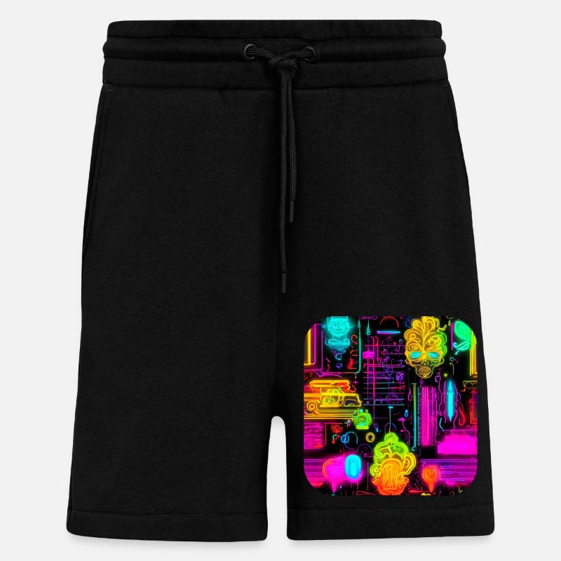 Néon style abstrait tendance UV - Short bio décontracté fabriqué en UE - SOLID BLACK