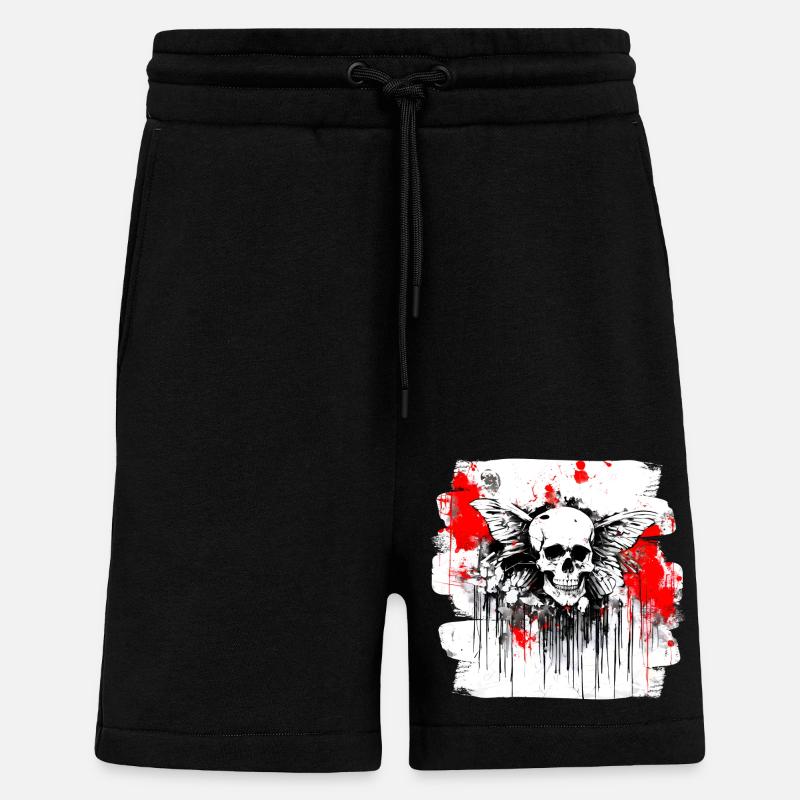 crâne éclaboussure trash polka tattoo - Short bio décontracté fabriqué en UE - SOLID BLACK