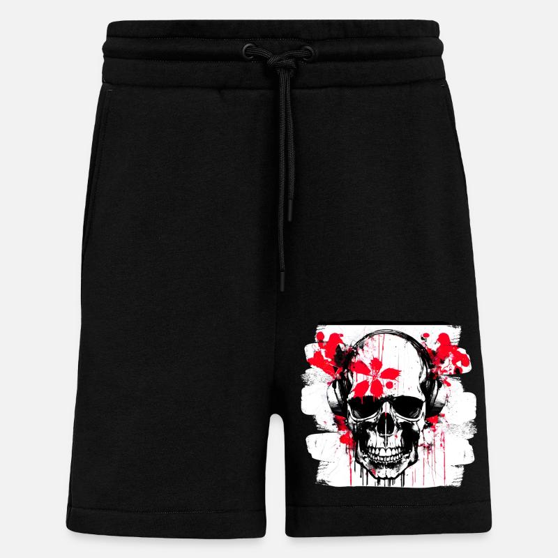 crâne éclaboussure trash polka tattoo - Short bio décontracté fabriqué en UE - SOLID BLACK