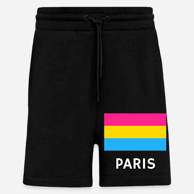 Pan Pride Drapeau Paris - Short bio décontracté fabriqué en UE - SOLID BLACK