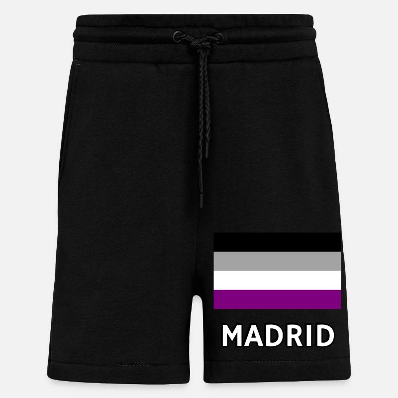 Asexualité Pride Drapeau Madrid - Short bio décontracté fabriqué en UE - SOLID BLACK