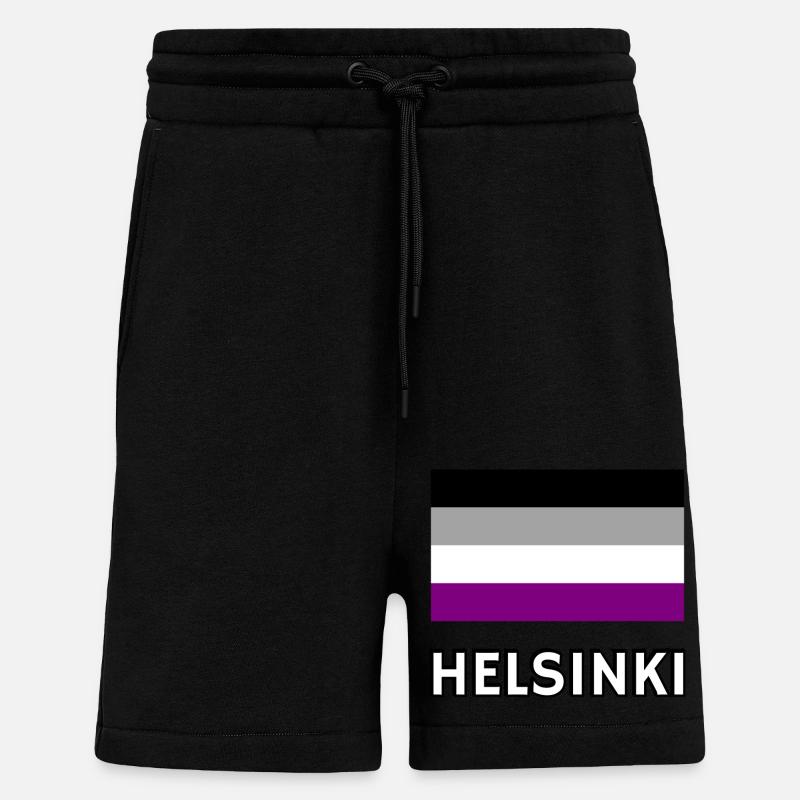 Asexualité Pride Drapeau Helsinki - Short bio décontracté fabriqué en UE - SOLID BLACK