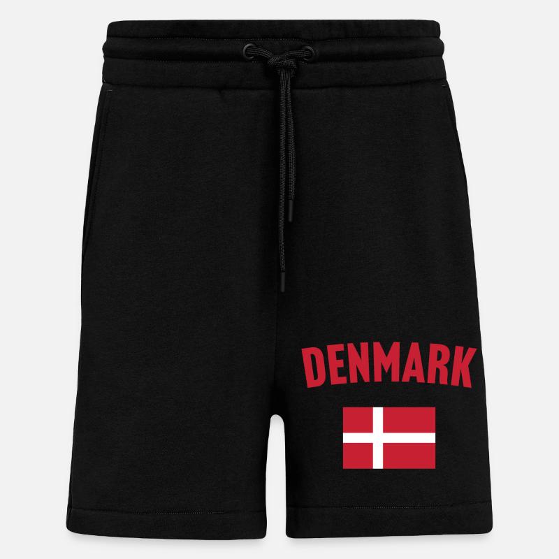 Drapeau du Danemark - Short bio décontracté fabriqué en UE - SOLID BLACK