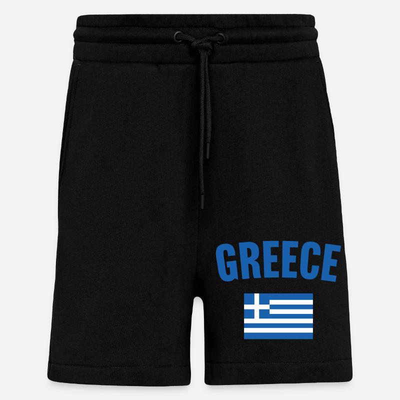 Drapeau de la Grèce - Short bio décontracté fabriqué en UE - SOLID BLACK
