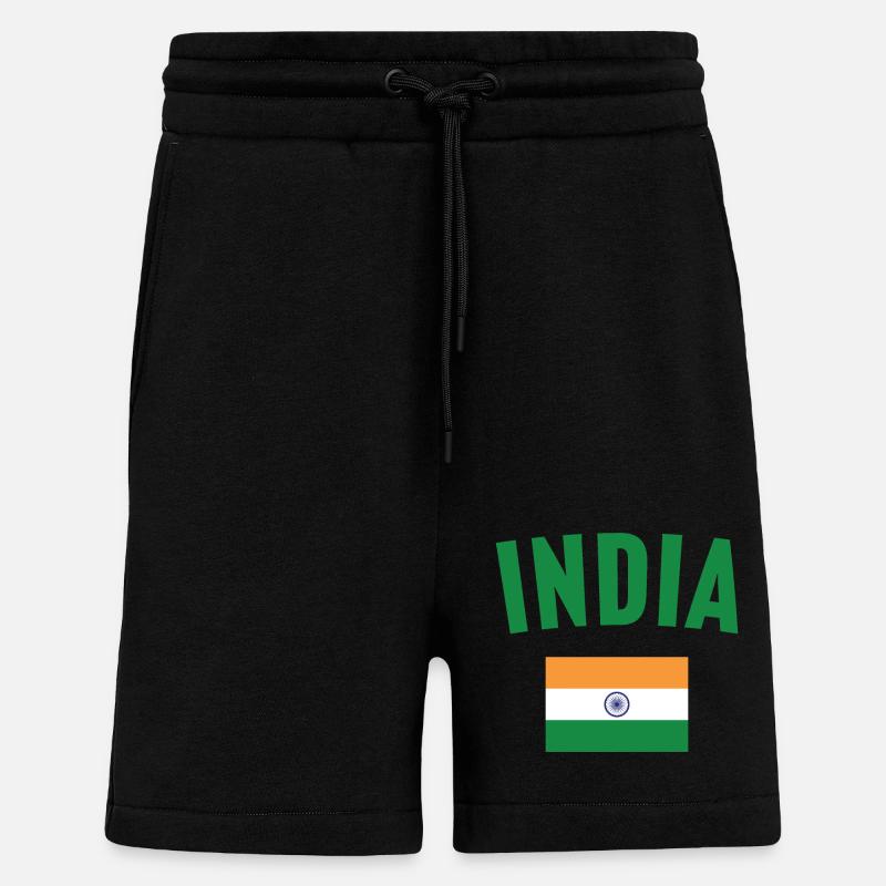 Drapeau de l’Inde - Short bio décontracté fabriqué en UE - SOLID BLACK
