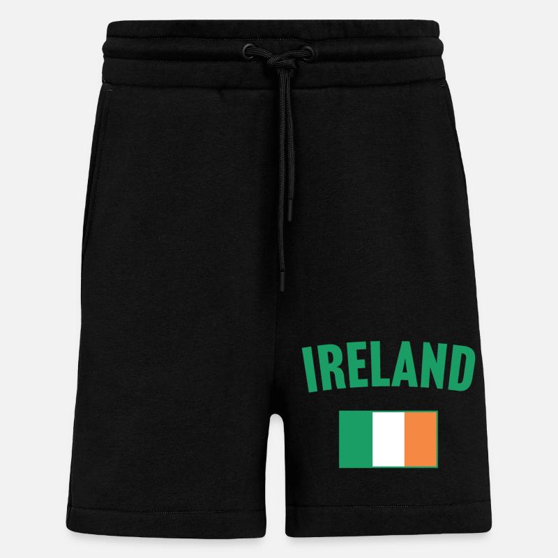 Drapeau de l’Irlande - Short bio décontracté fabriqué en UE - SOLID BLACK