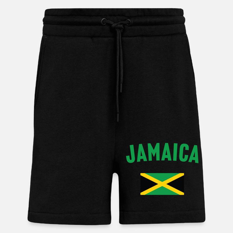 Drapeau de la Jamaïque - Short bio décontracté fabriqué en UE - SOLID BLACK