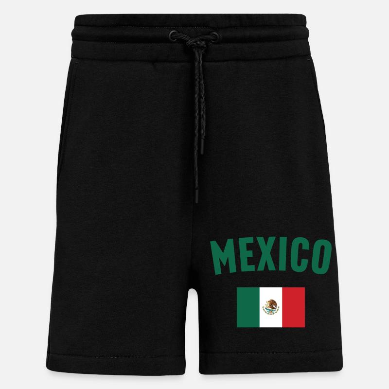 Drapeau du Mexique - Short bio décontracté fabriqué en UE - SOLID BLACK