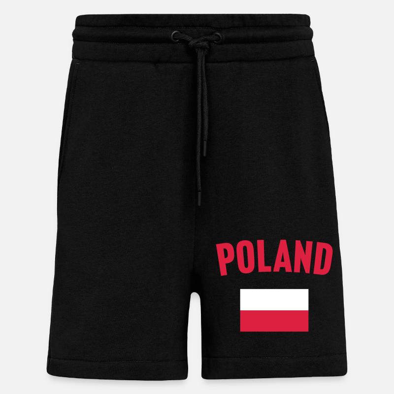 Drapeau de la Pologne - Short bio décontracté fabriqué en UE - SOLID BLACK