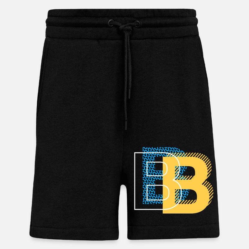 Initial letter B b - Shorts - made by SPREAD - SOLID BLACK