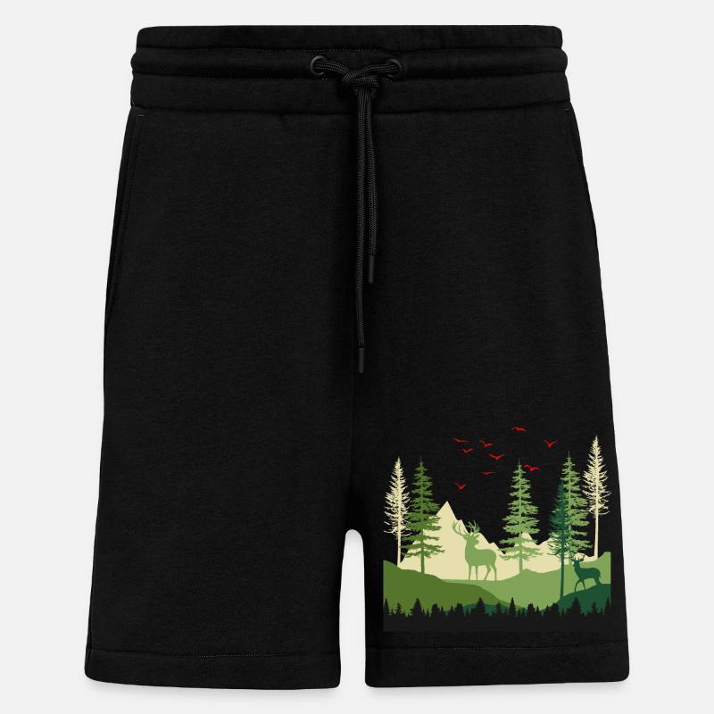 Forest Serenity Escape - Shorts - made by SPREAD - SOLID BLACK