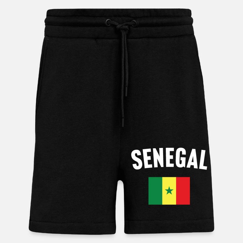 Drapeau du Sénégal - Short bio décontracté fabriqué en UE - SOLID BLACK