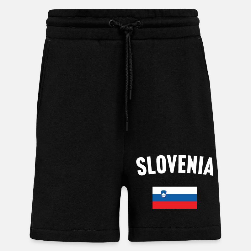 Drapeau de la Slovénie - Short bio décontracté fabriqué en UE - SOLID BLACK