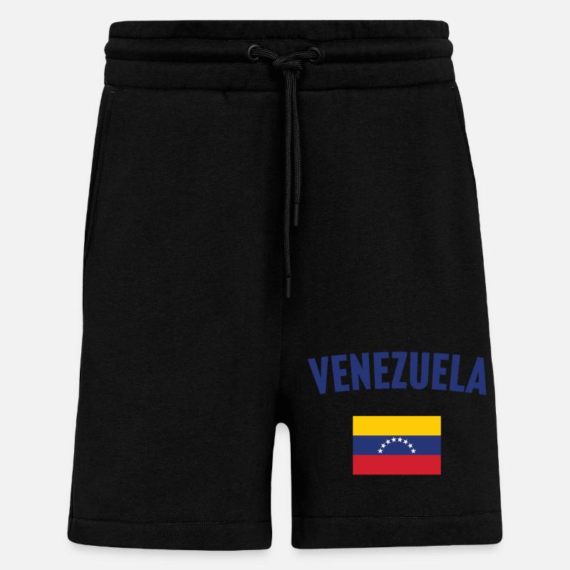 Drapeau du Venezuela - Short bio décontracté fabriqué en UE - SOLID BLACK