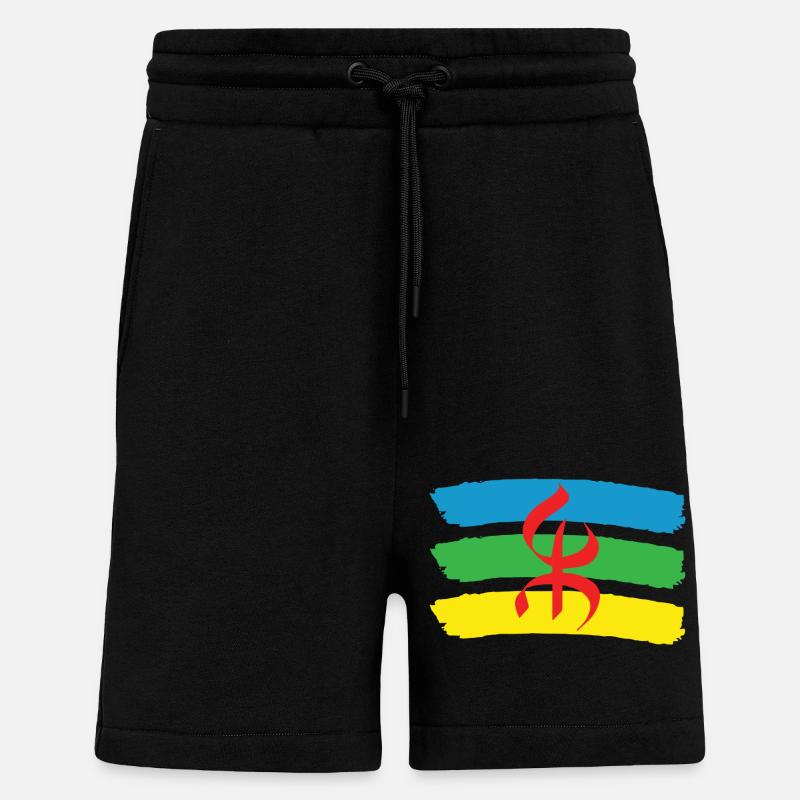 DRAPEAU AMAZIGH BERBERE YIFINAGH - Short bio décontracté fabriqué en UE - SOLID BLACK