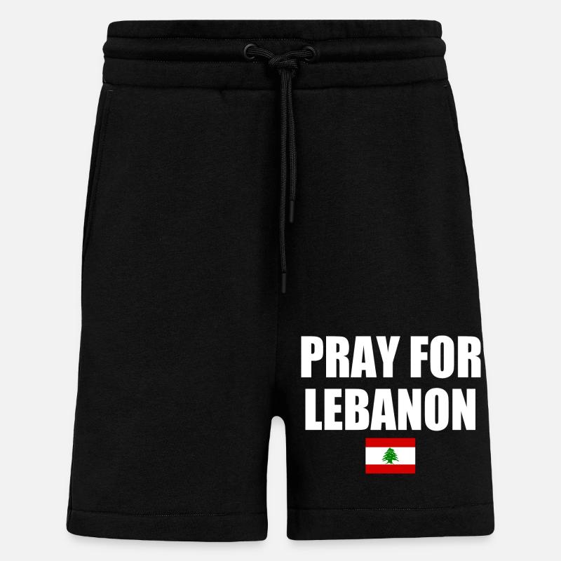 Pray for lebanon - Short bio décontracté fabriqué en UE - SOLID BLACK