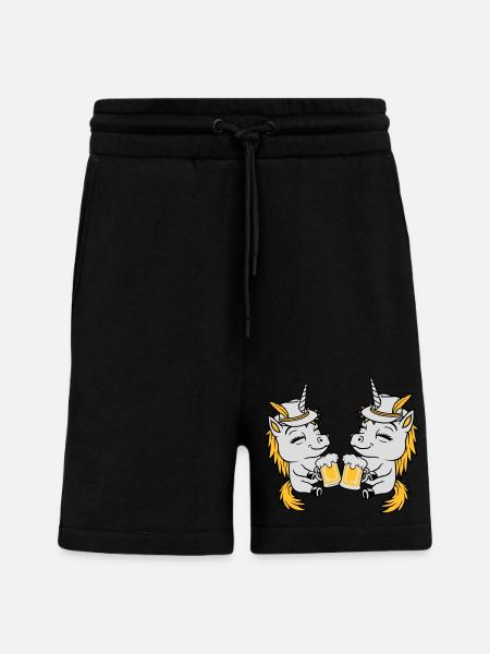 Einhorn Freunde Bier Anstoßen - Shorts - made by SPREAD - SOLID BLACK