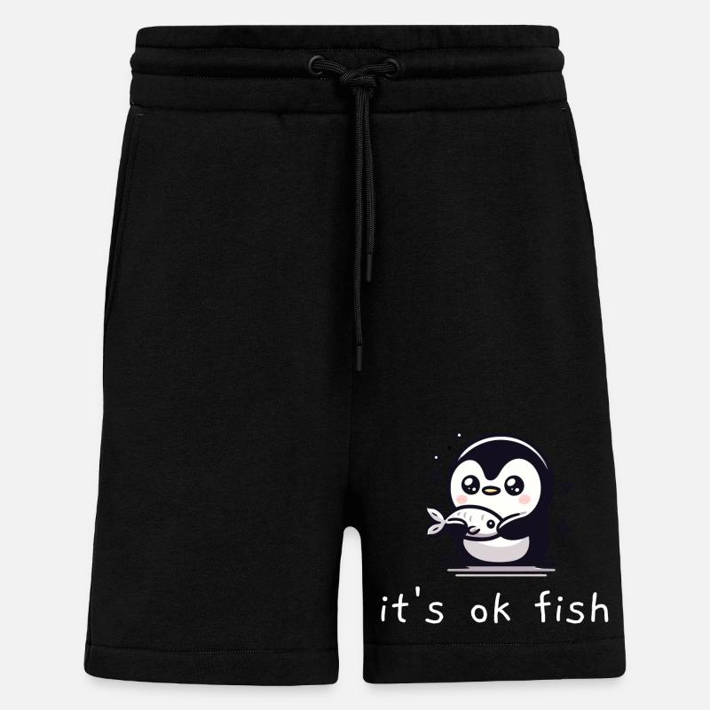 Pingouin : c’est ok poisson - Short bio décontracté fabriqué en UE - SOLID BLACK