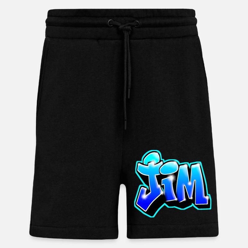 GRAFFITI NAME JIM - Short bio décontracté fabriqué en UE - SOLID BLACK
