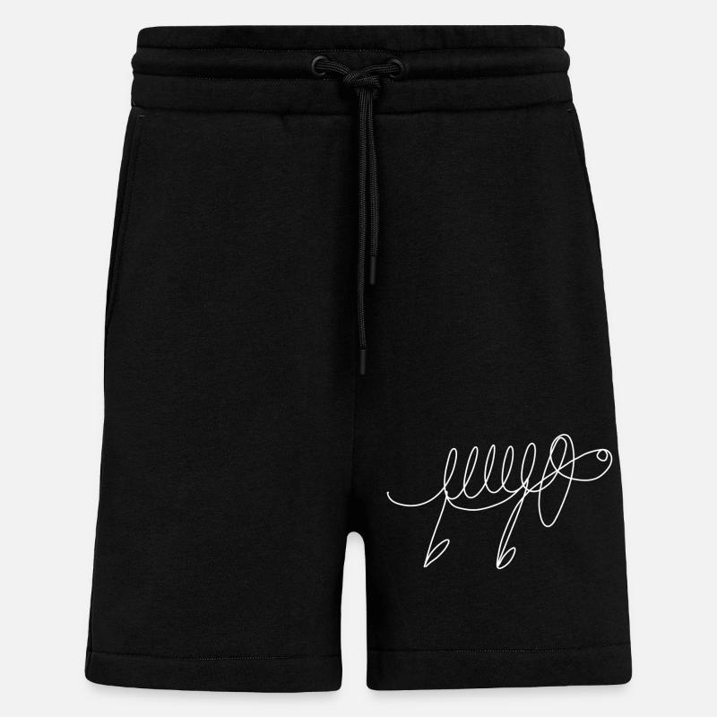 Teckel abstrait Lineart - Short bio décontracté fabriqué en UE - SOLID BLACK