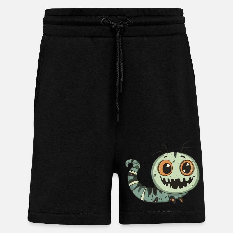 Worm Halloween Zombie - Shorts - made by SPREAD - SOLID BLACK
