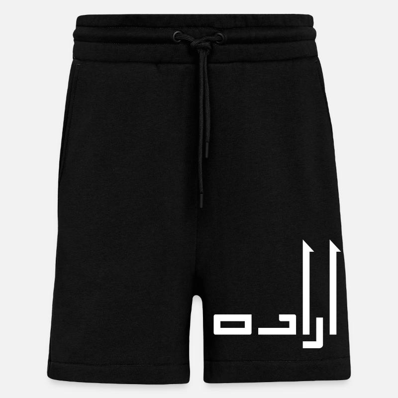Irada en arabe - volonté - Short bio décontracté fabriqué en UE - SOLID BLACK