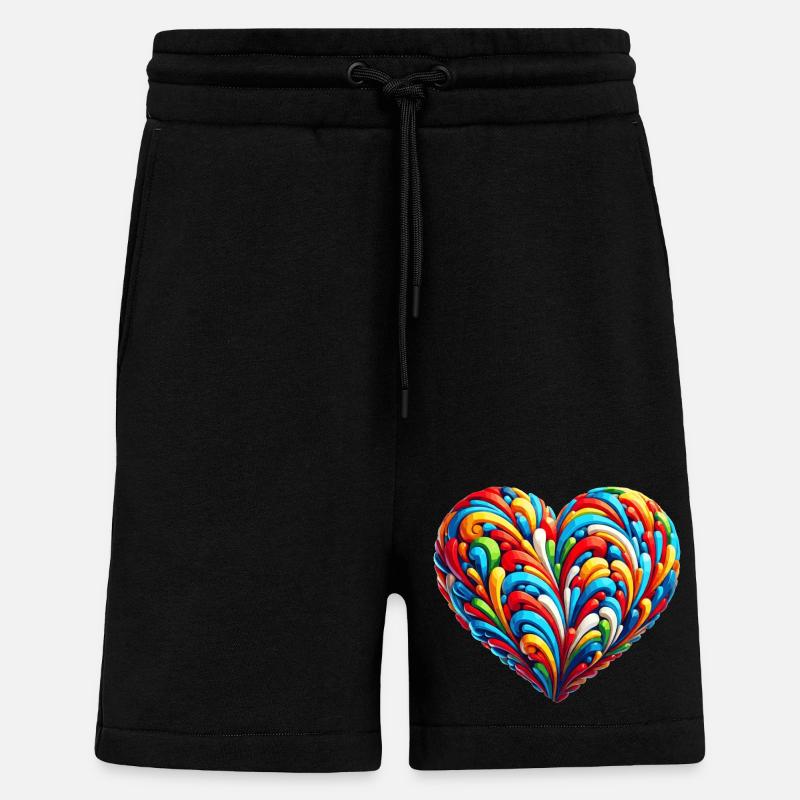 Buntes Regenbogen Herz - Shorts - made by SPREAD - SOLID BLACK