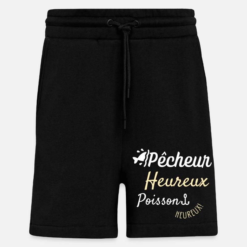 Pêcheur heureux poisson heureux - Short bio décontracté fabriqué en UE - SOLID BLACK