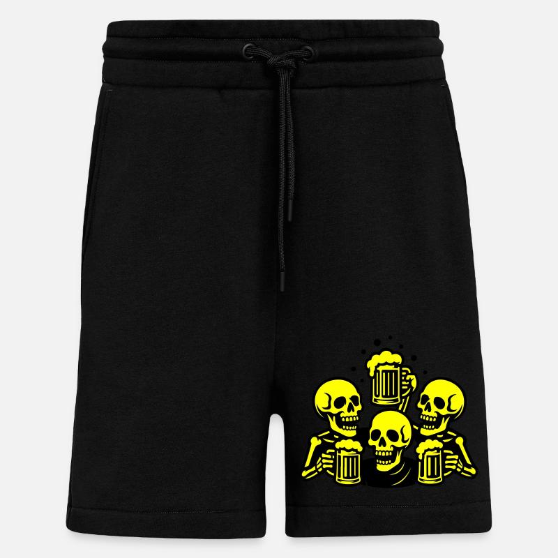 Skeleton Beer Team Drôle - Short bio décontracté fabriqué en UE - SOLID BLACK