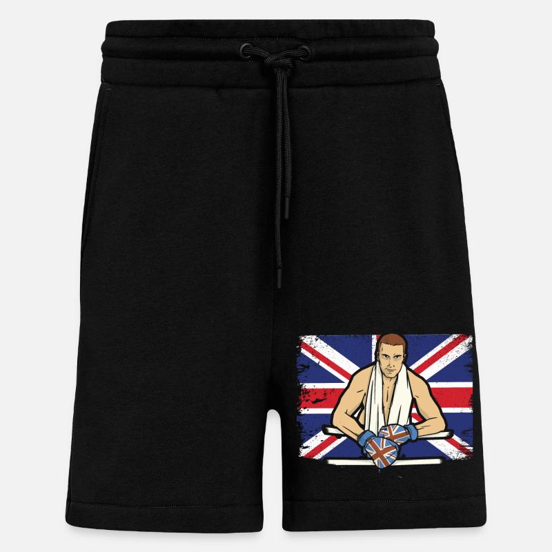 Boxe Royaume-Uni - Short bio décontracté fabriqué en UE - SOLID BLACK