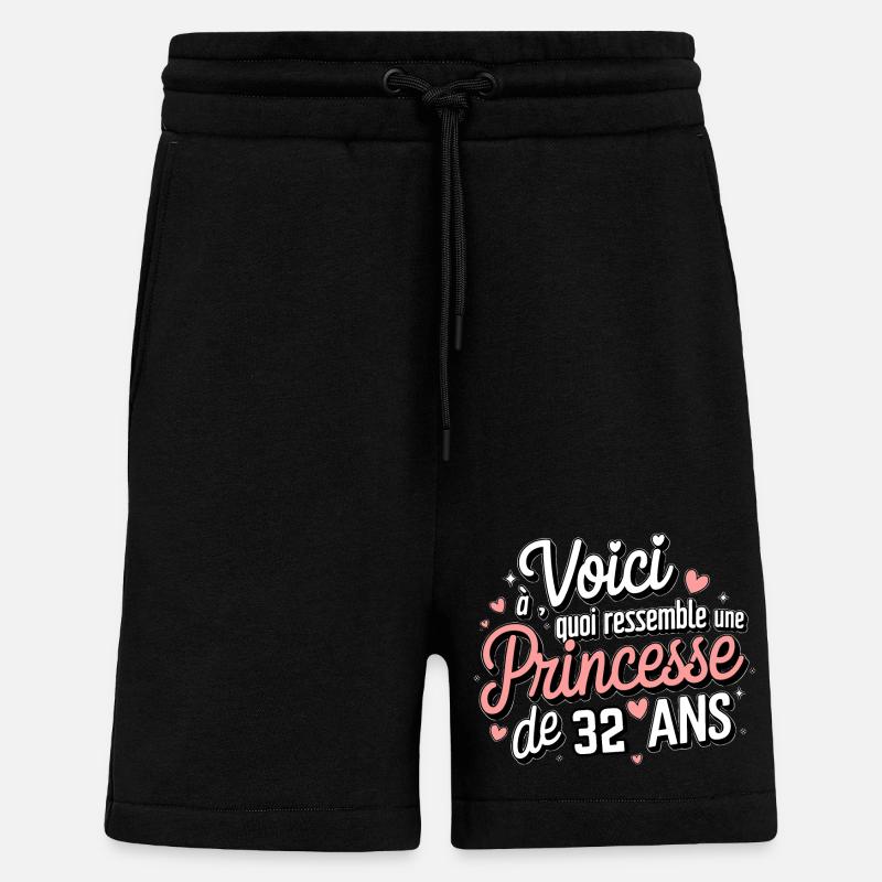 Princesse de 32 Ans - Short bio décontracté fabriqué en UE - SOLID BLACK