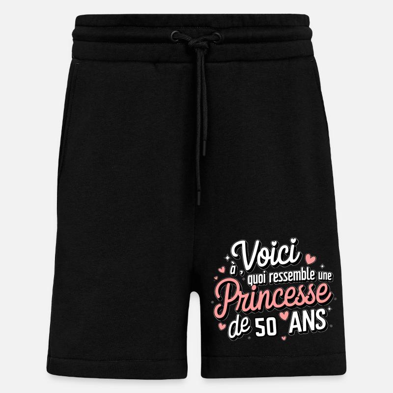 Princesse de 50 Ans - Short bio décontracté fabriqué en UE - SOLID BLACK