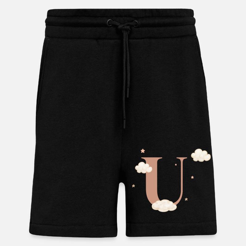 Letter u clouds stars - Shorts - made by SPREAD - SOLID BLACK
