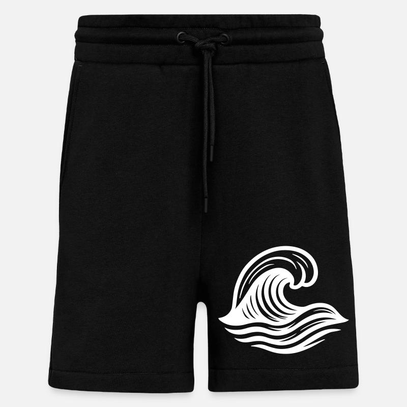 Symbole de vague Océan - Short bio décontracté fabriqué en UE - SOLID BLACK